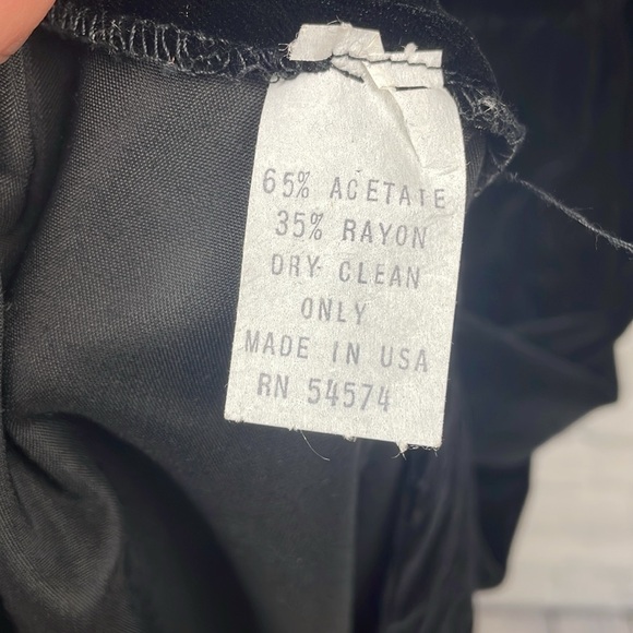 TALBOTS Vintage Black Velvet Long Sleeve Lace Trim Midi Dress size 8 - Picture 6 of 6